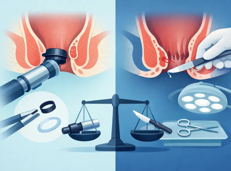 Bandare hemoroidală versus operație clasică
